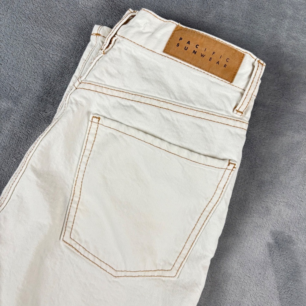 Pacsun Cream Wide Leg Jeans High Rise Contrast Stitch‎ Women Size 27